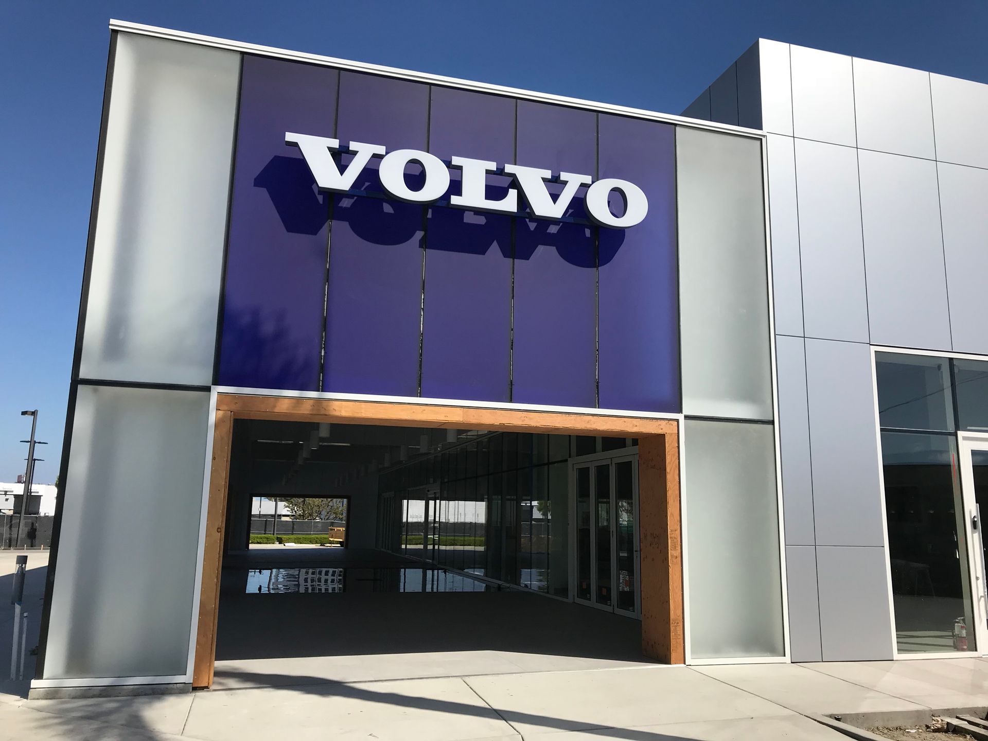 A building with a volvo sign on it
