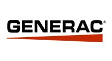 The Generac logo, featuring the company name in black, bold, sans-serif text underlined by a tapering red triangle.
