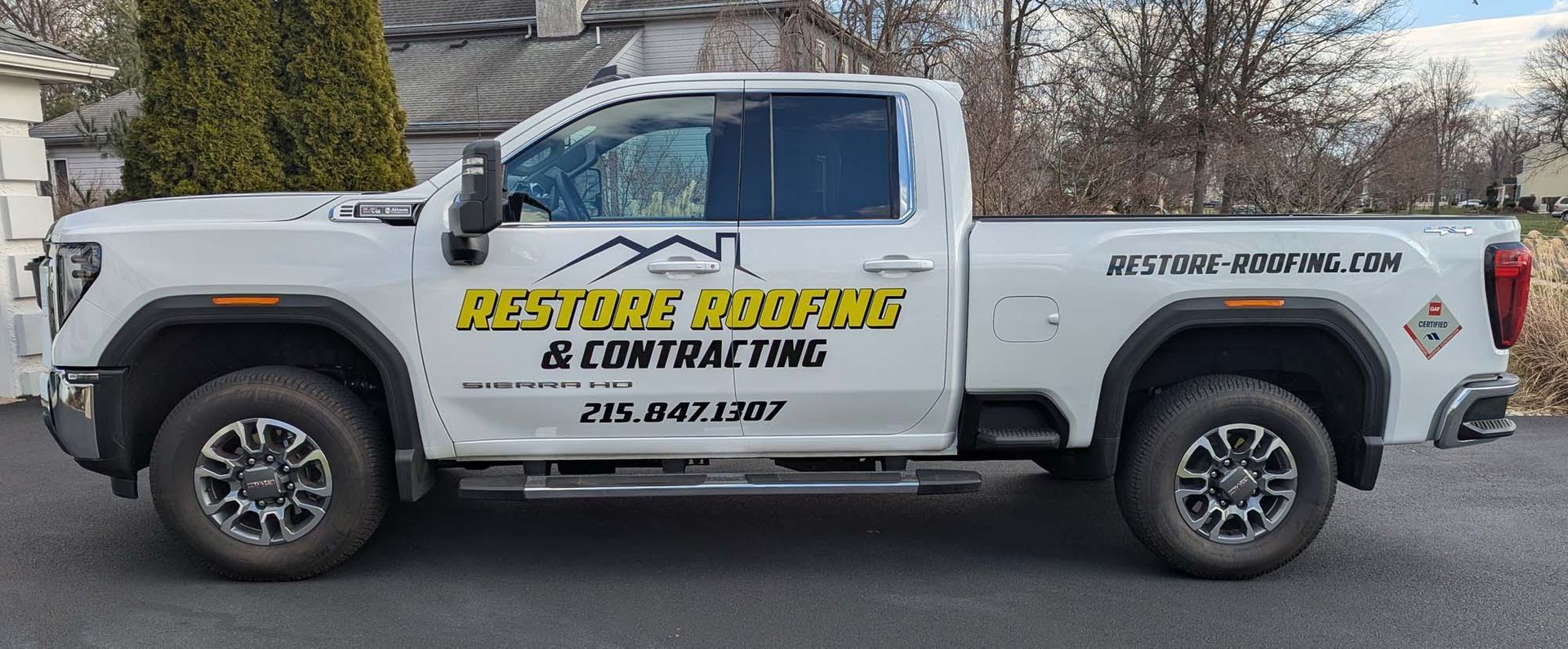 White pickup truck with 