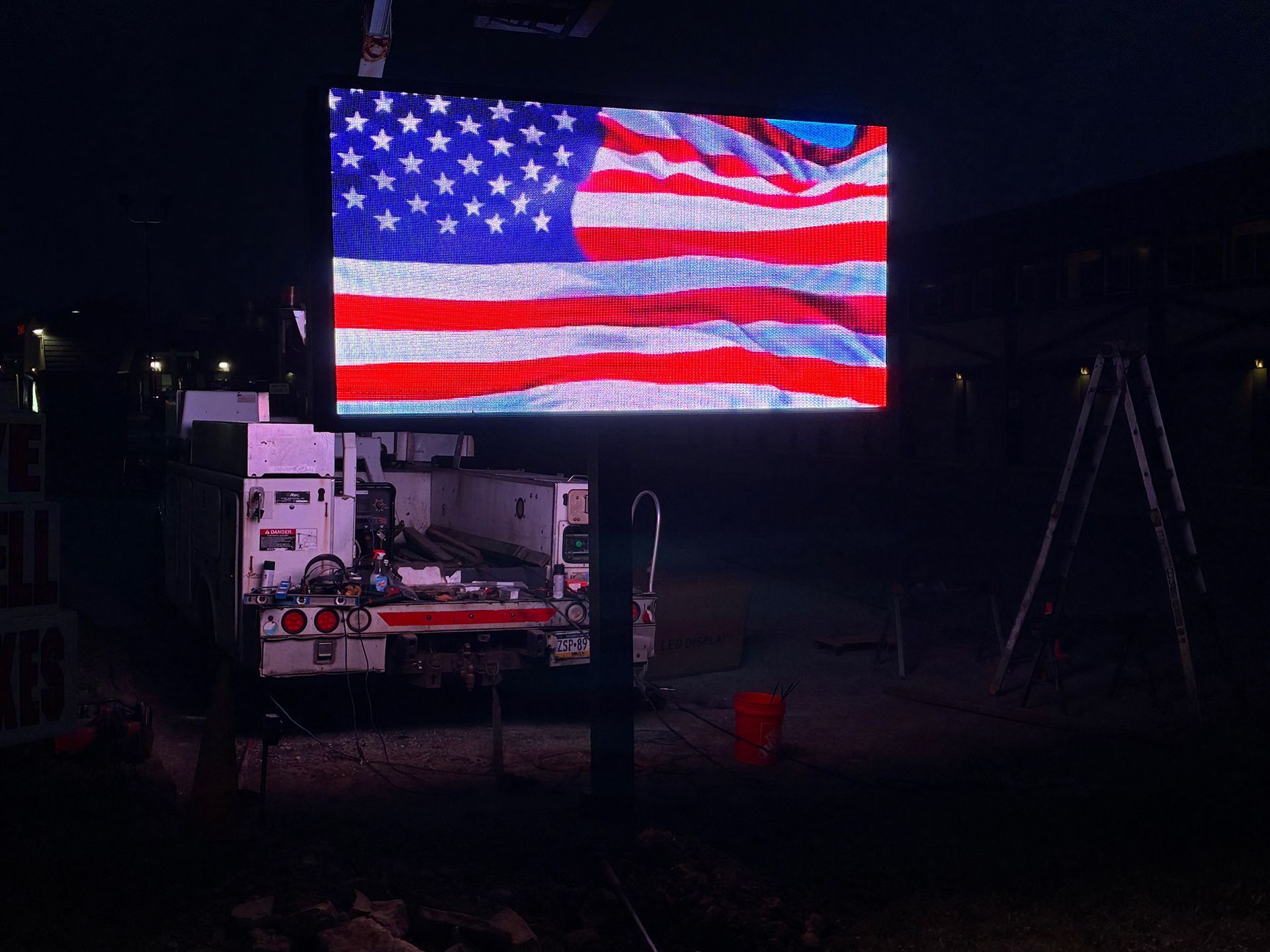 LED screen with American flag