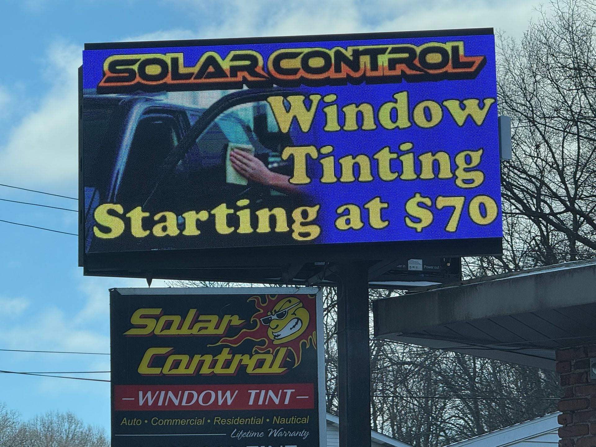Window tinting LED sign