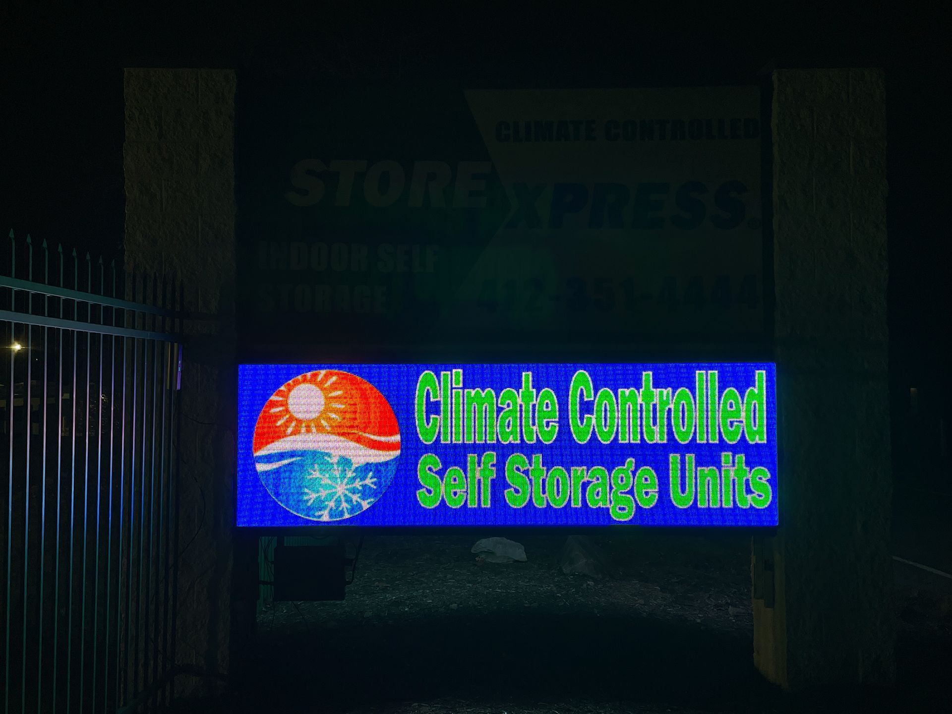LED sign for climate controlled self storage units