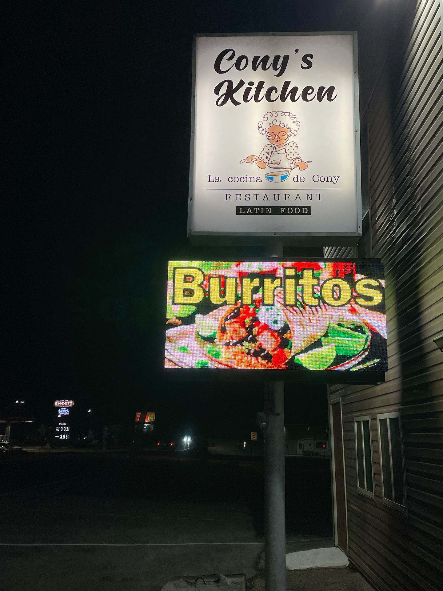 LED sign that says Burritos