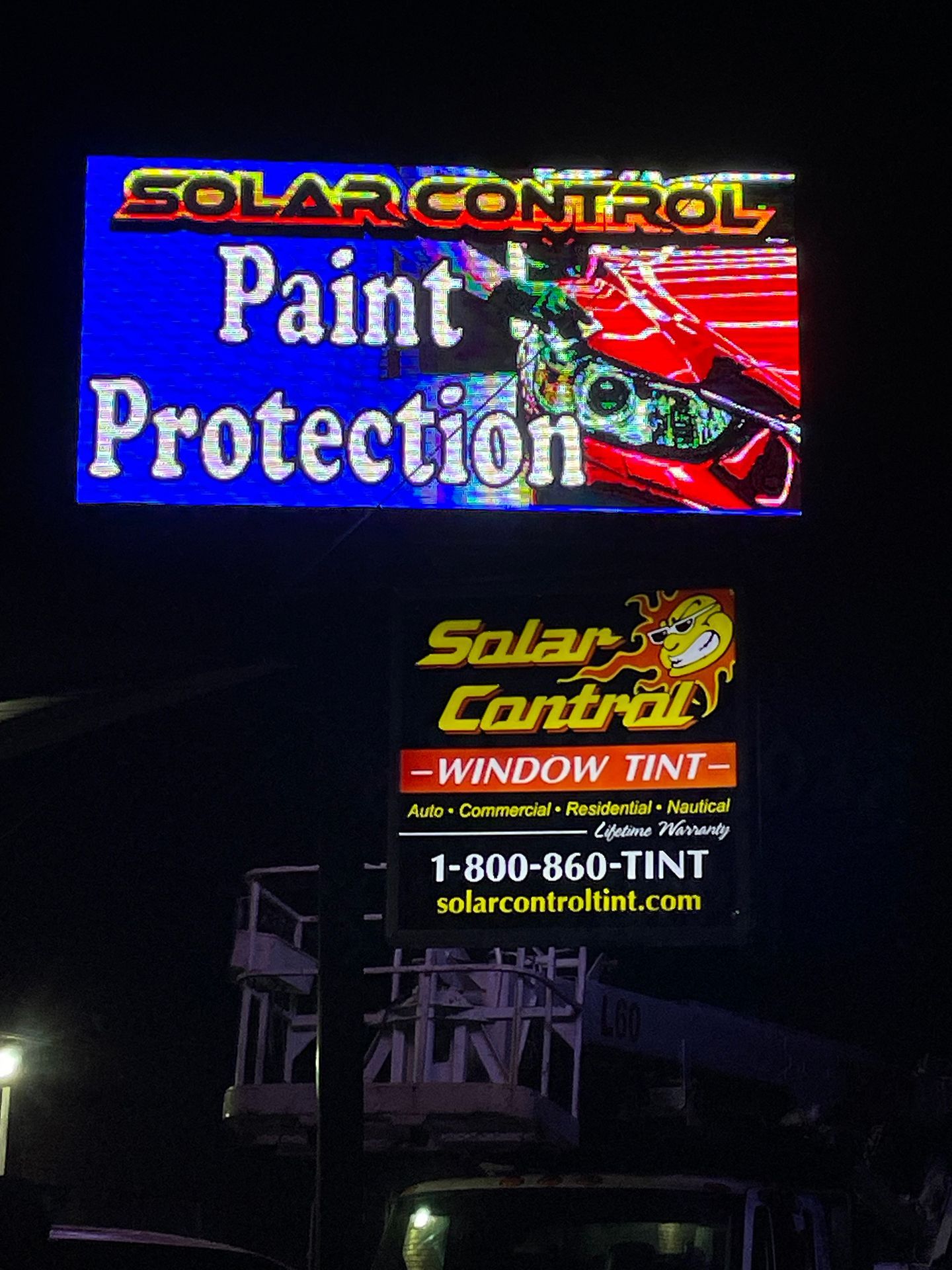 LED sign that says Paint Protection