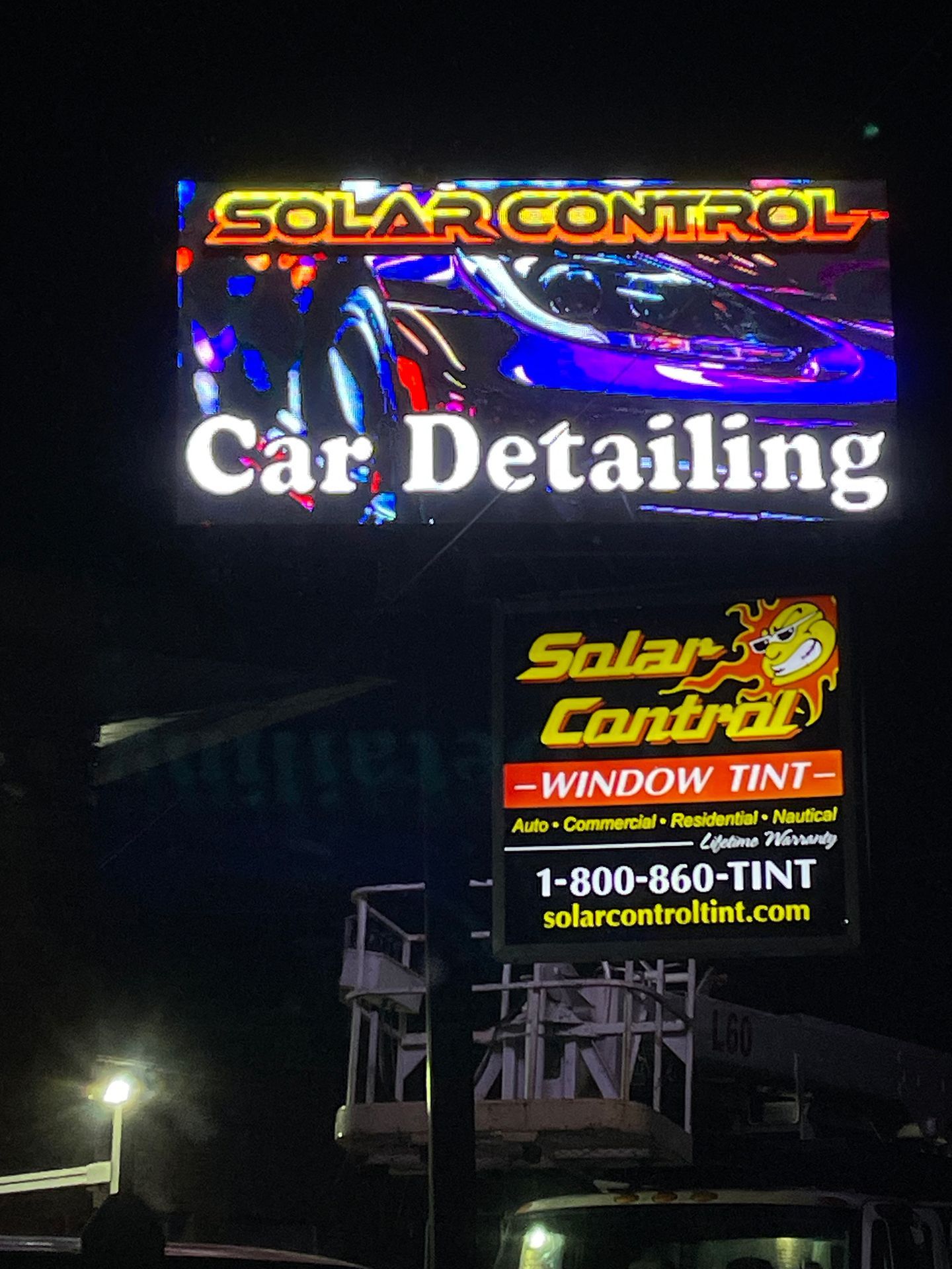 LED sign that says Car Detailing