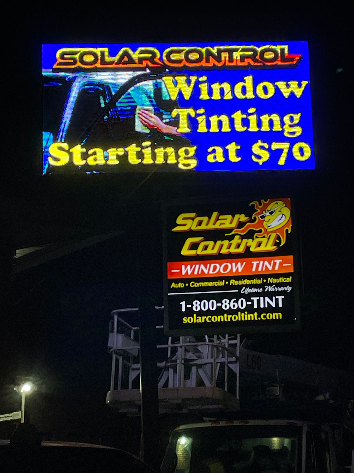 LED sign that says Window Tinting