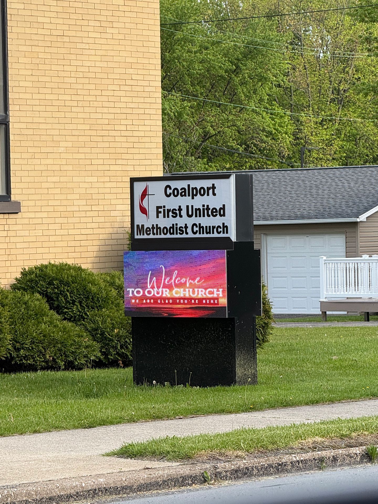 LED sign that says Welcome to Our Church