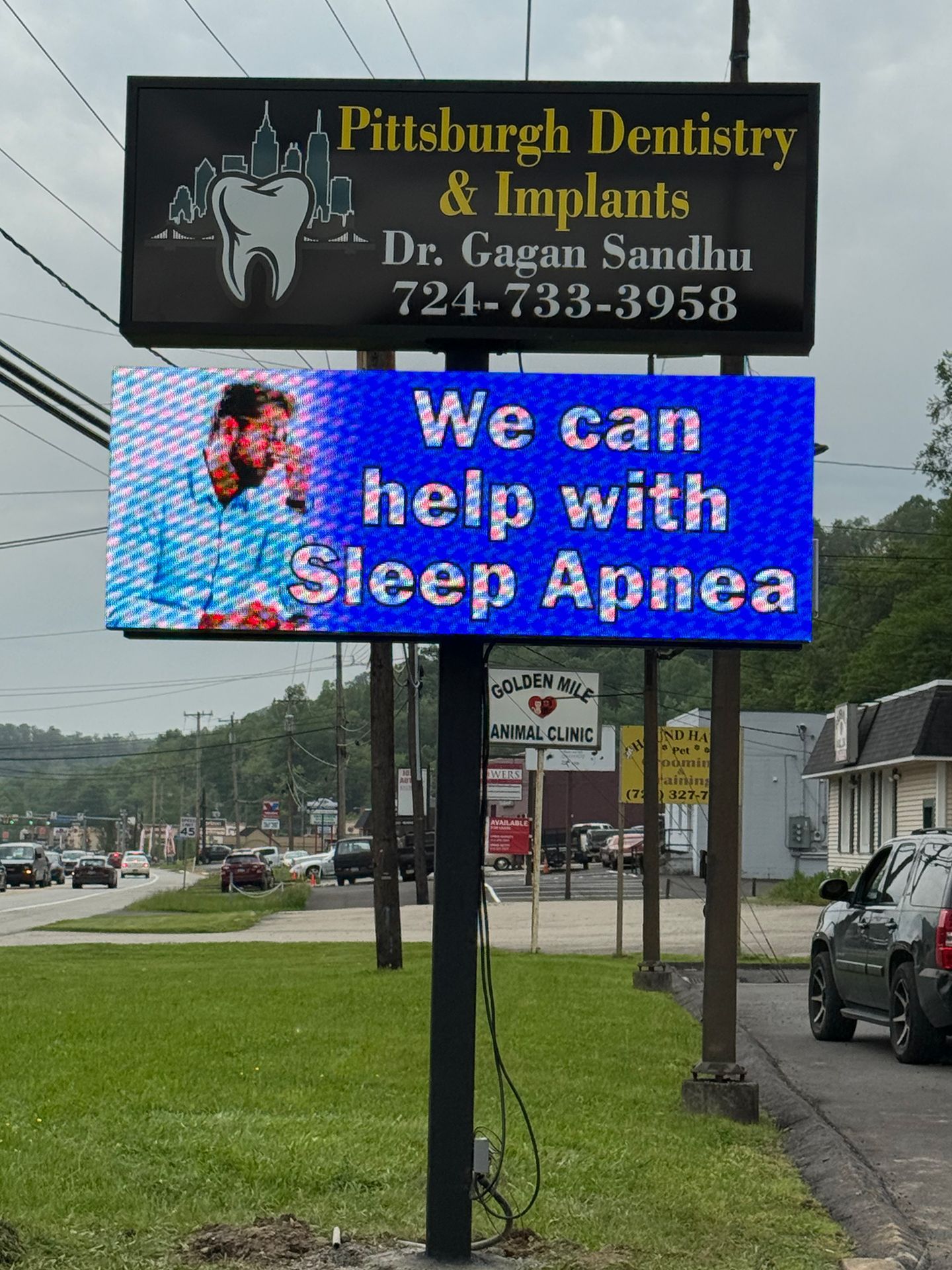 LED sign that says We Help with Sleep Apnea