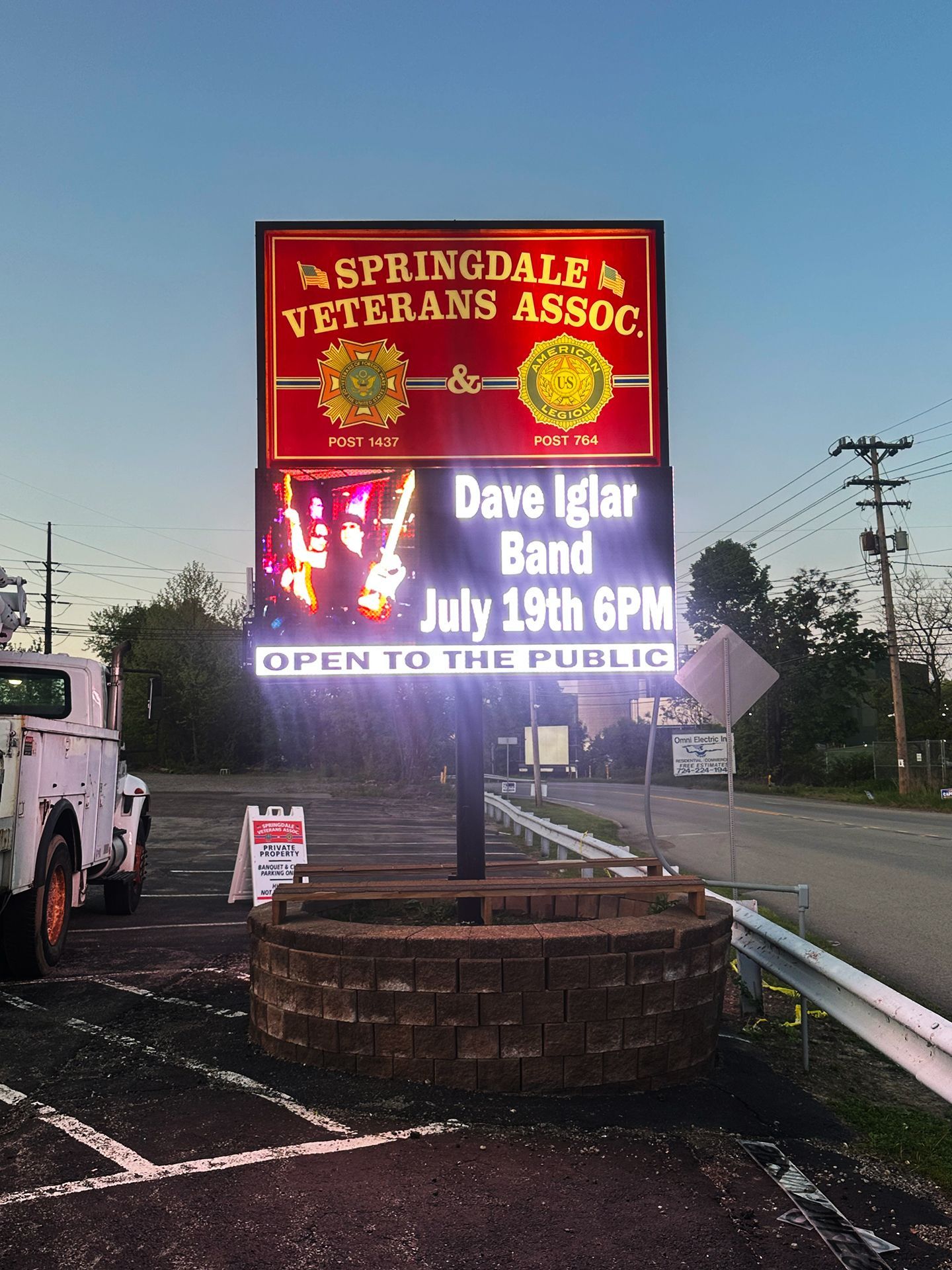 LED sign for Dave Iglar Band
