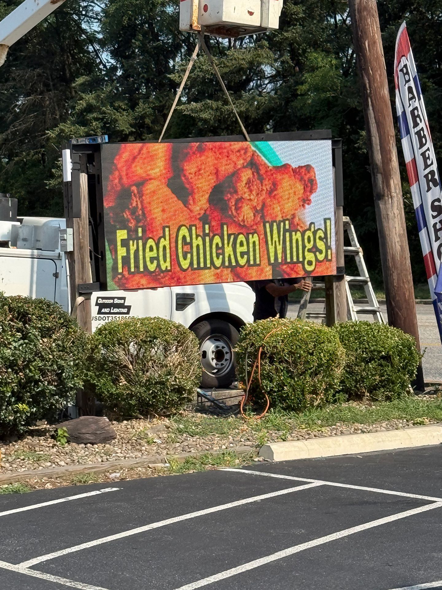 LED sign that says Fried Chicken Wings