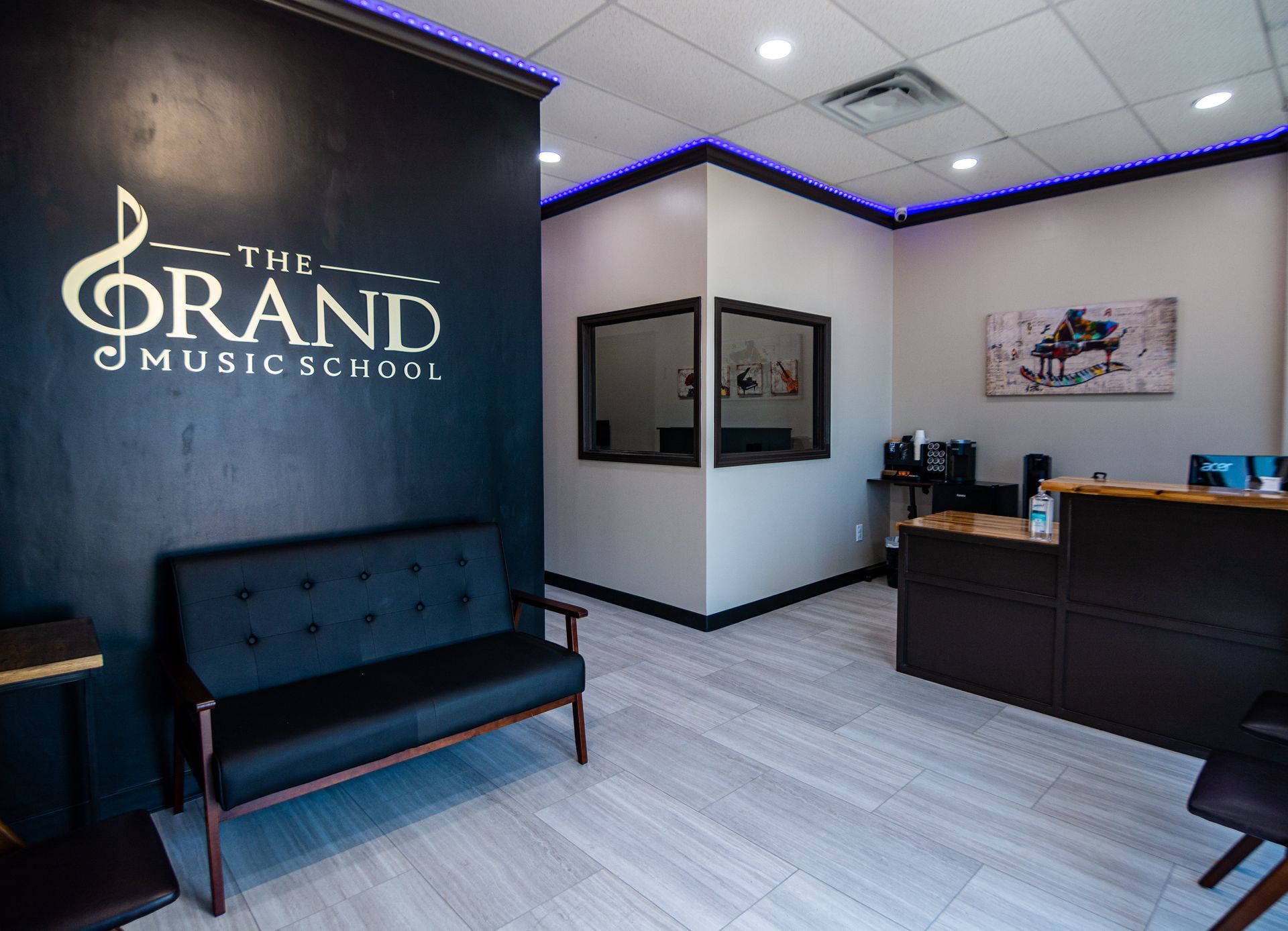 There is a couch in the middle of the room.