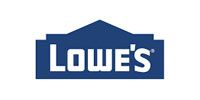 The Lowe's logo: white text reading LOWE'S inside a dark blue house-shaped outline.