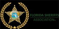 Florida Sheriffs Association badge logo with gold star, laurel wreath, and green text on black background