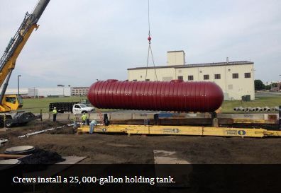 installing a 25,000 gallon holding tank

