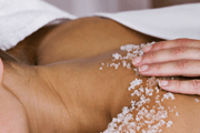 Body massage using sea salt