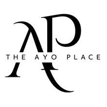 Stylized black logo with overlapping &ldquo;AP&rdquo; initials and the text &ldquo;THE AYO PLACE&rdquo; on a white background