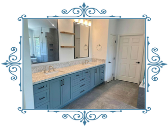 Blue bathroom cabinets