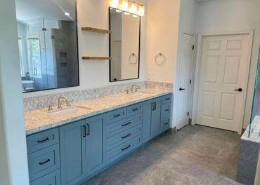 blue bathroom cabinets