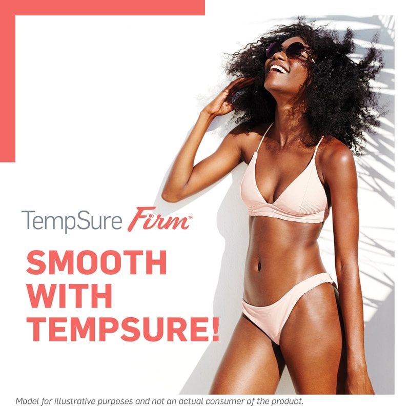 A woman in a bikini is advertising TemSure Firm.