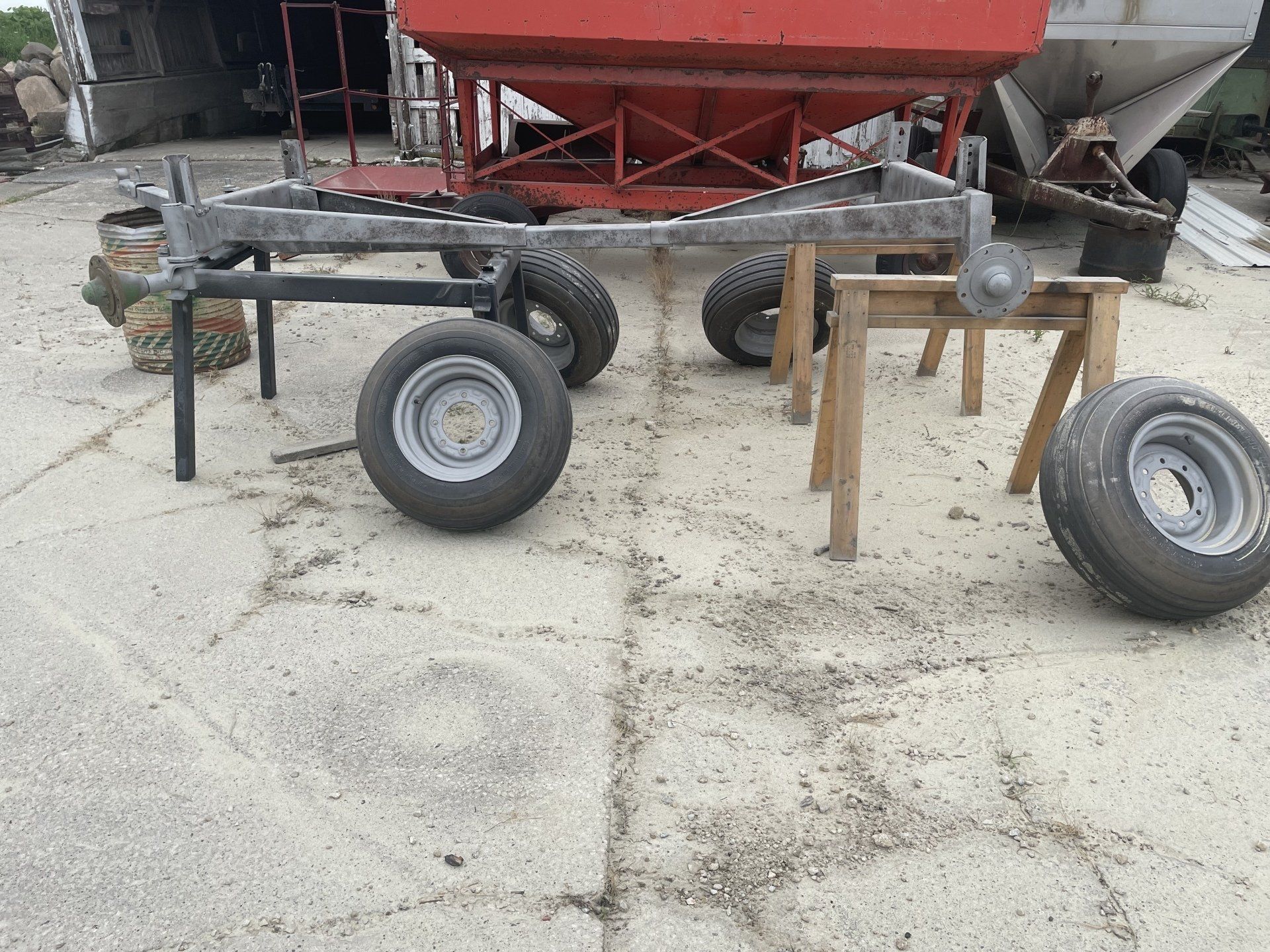 sandblasted farm trailer