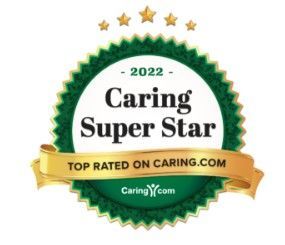 Caring Super Star badge, awarded in 2022, gold ribbon: 