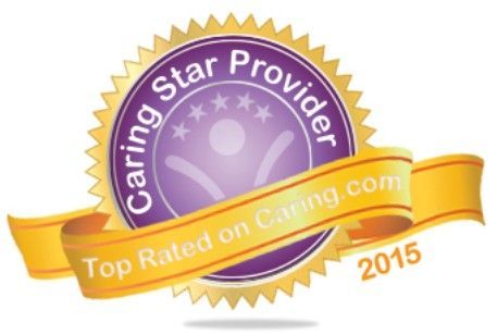 Caring Star Provider logo. Award ribbon with text 