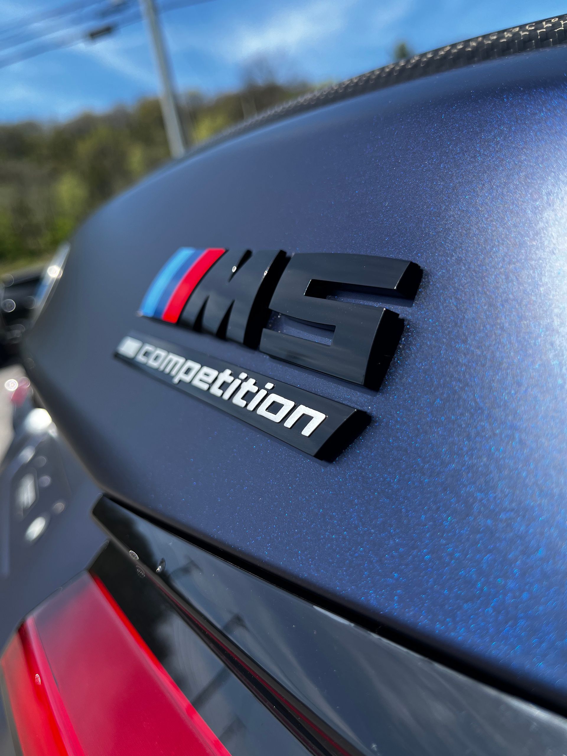 A close-up of a matte black 