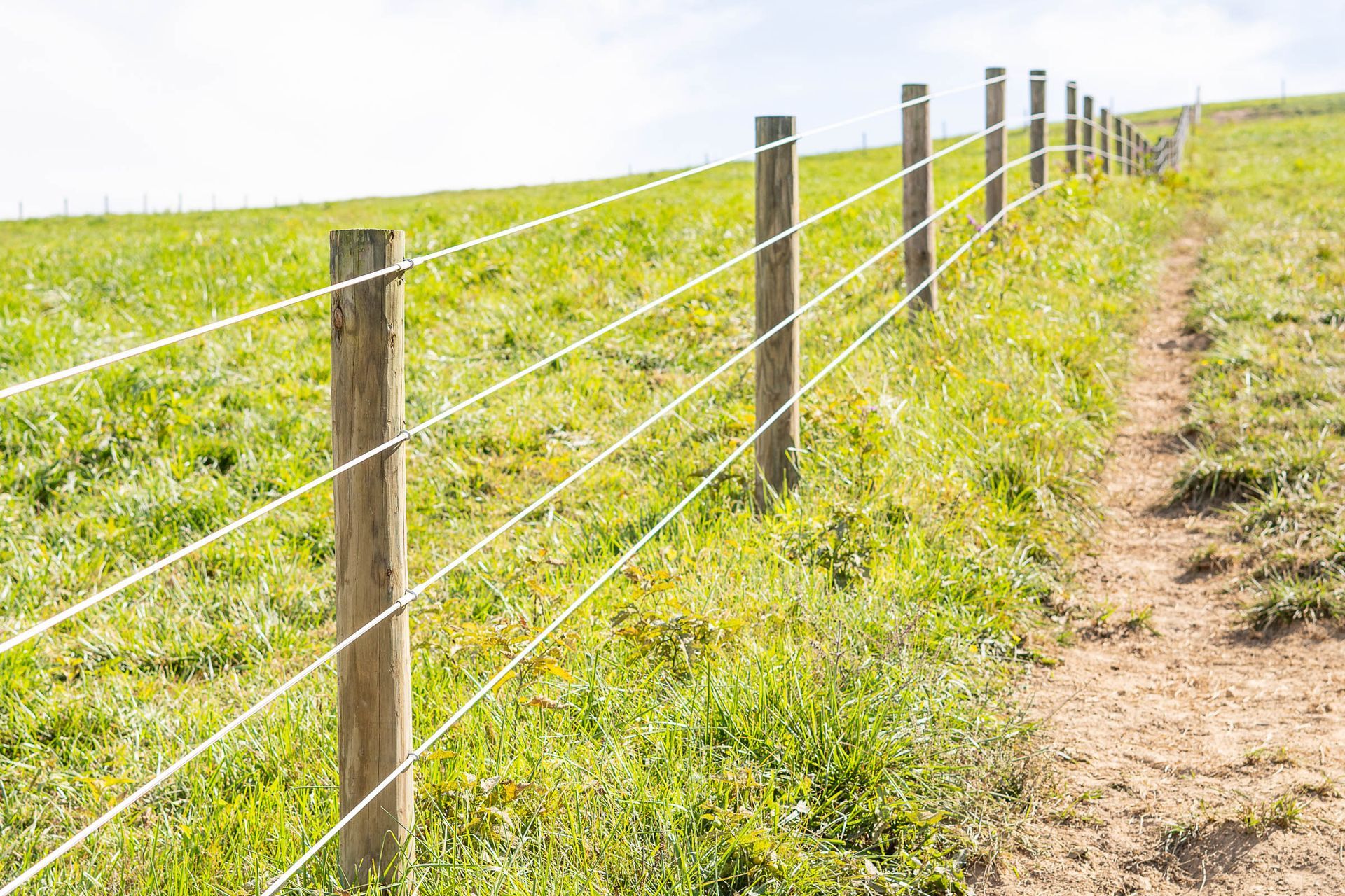There is a fence in the middle of a grassy field.
