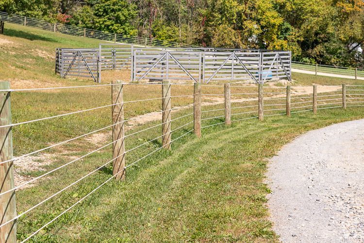 Wooden fence with wires
