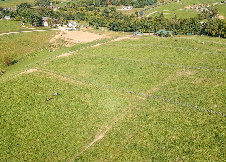 An aerial view of a field