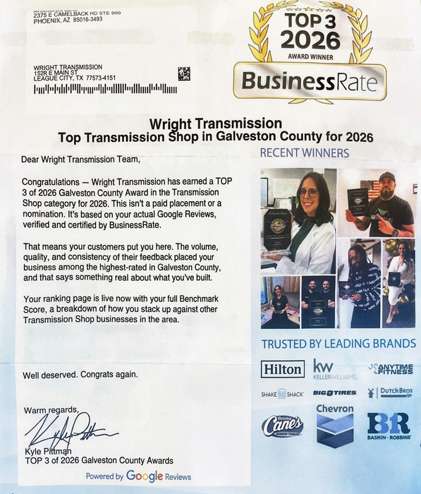BusinessRate Top 3 2026 award for Night Transmissions, with team photos and sponsor logos.
