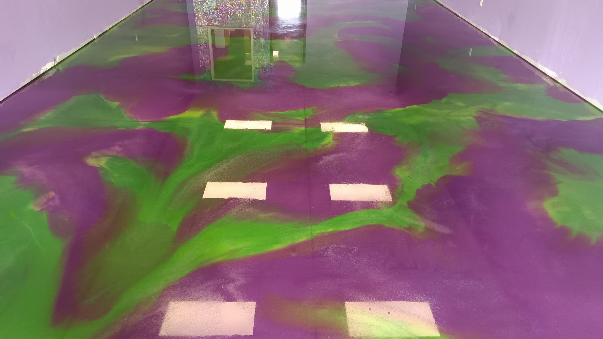Purple and green floor epoxy coatings