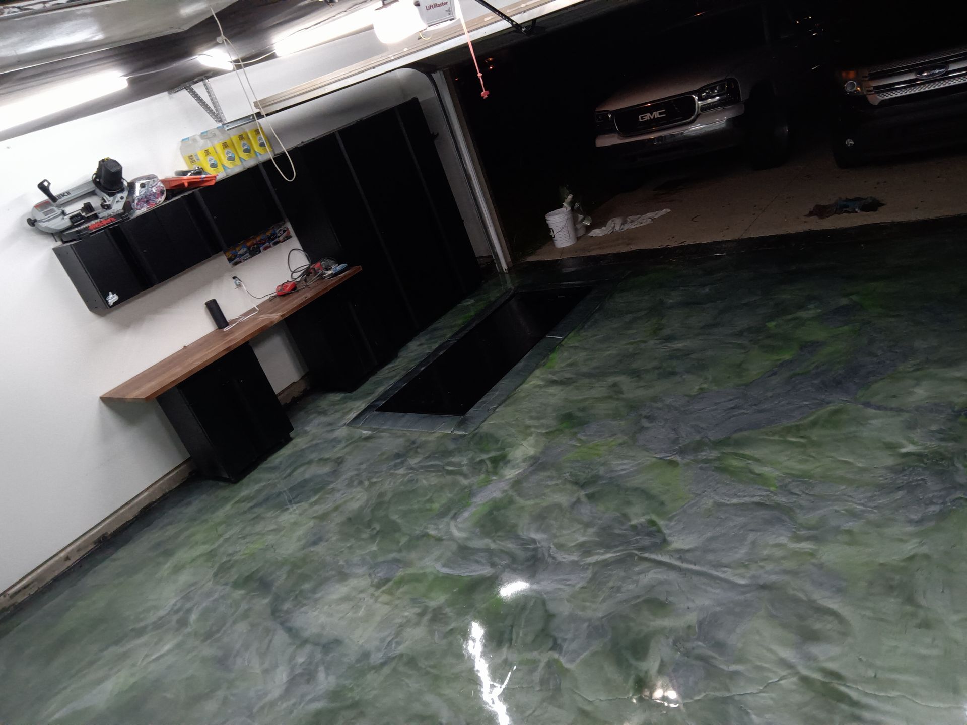 Garage with a hole in the floor