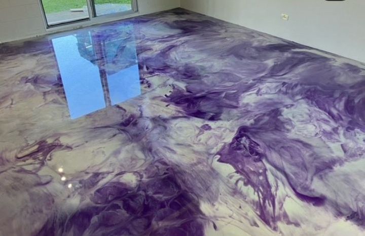 Purple and white floor
