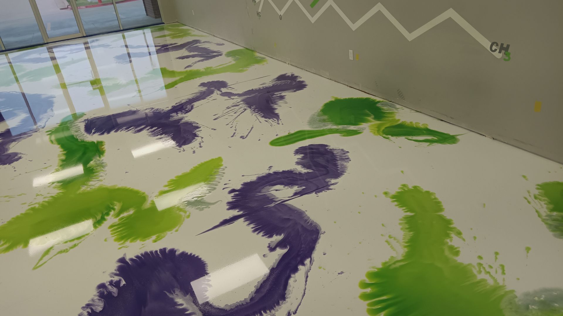 Green and purple floor epoxy coating