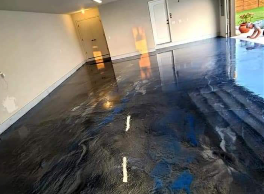 Room with new floor epoxy coating