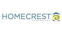 Homecrest Cabinets logo with blue text and green-yellow emblem on white background