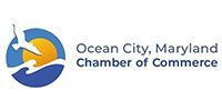 Ocean City, Maryland Chamber of Commerce logo with blue and orange sailboat icon