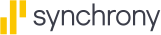Synchrony logo with yellow bars and text.