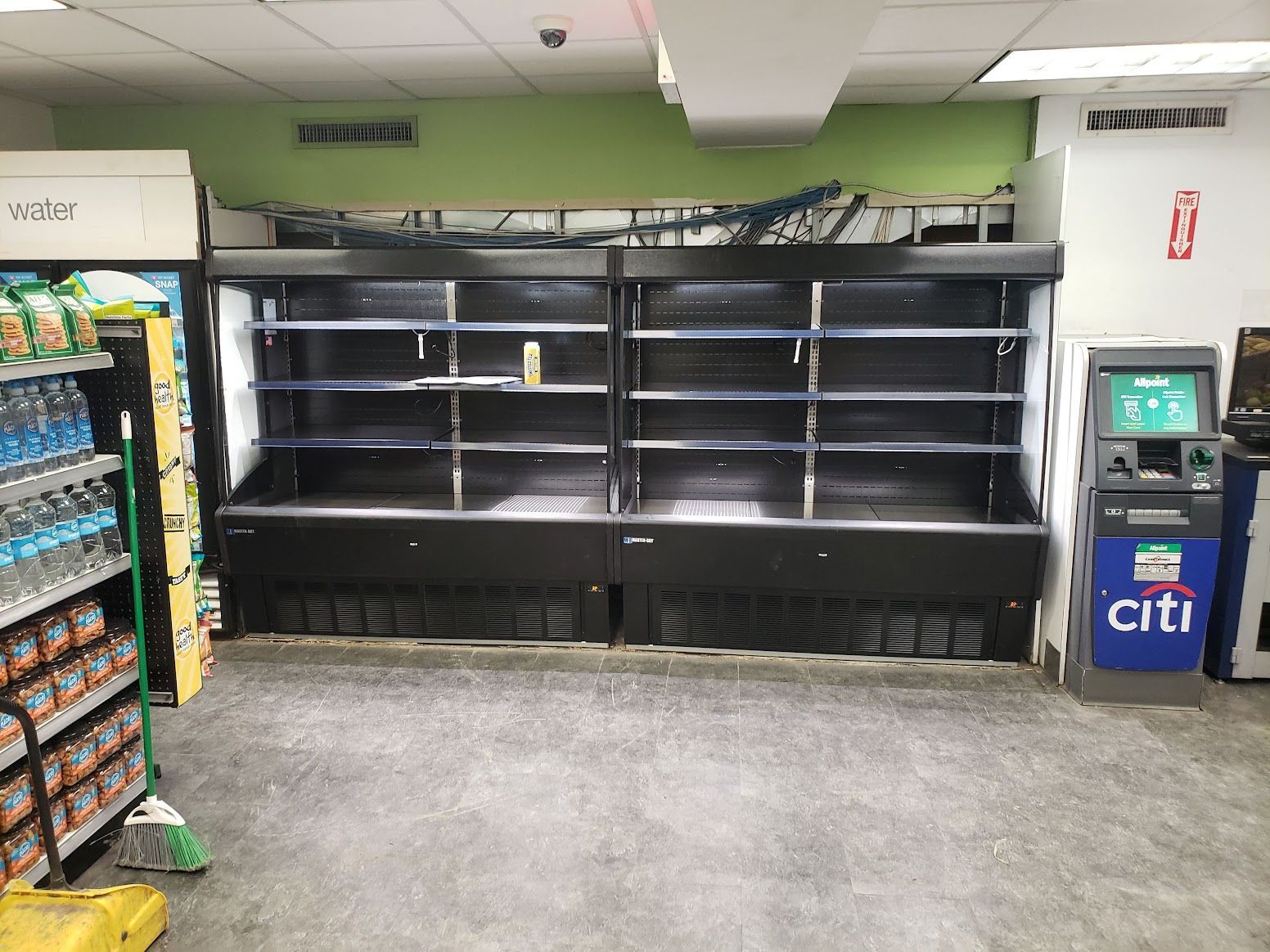 There are a lot of empty shelves in this store.