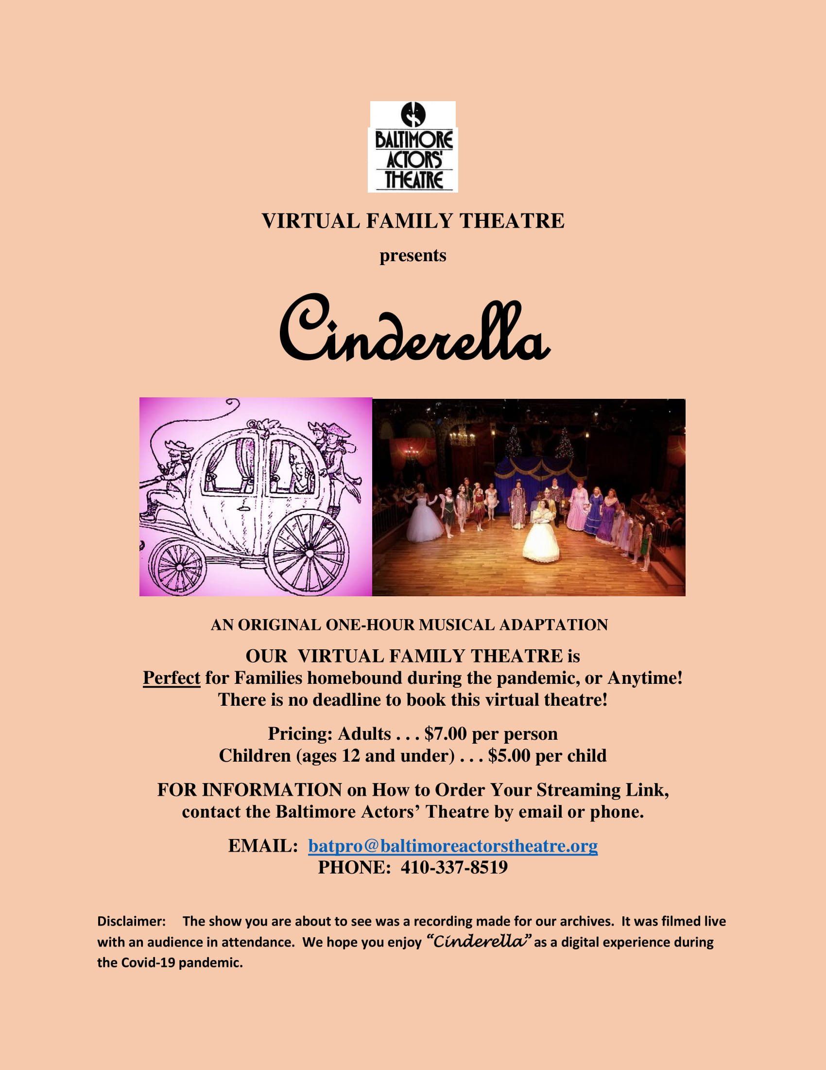 A poster for cinderella shows a group of people dancing on a stage.