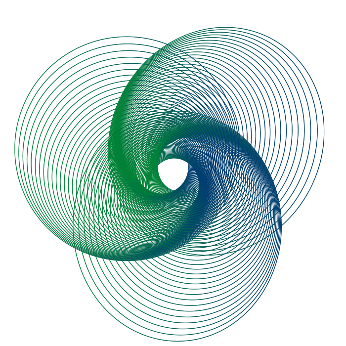 A green and blue swirl on a white background