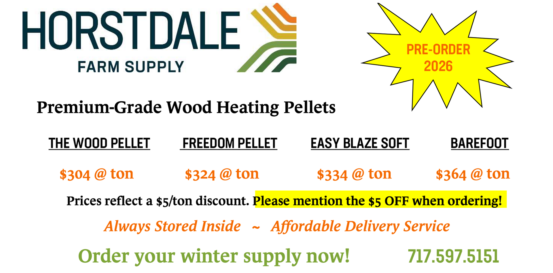 Horstdale Farm Supply - Premium Graded Wood Heating Pellets