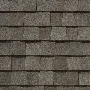 Gray asphalt roof shingles.