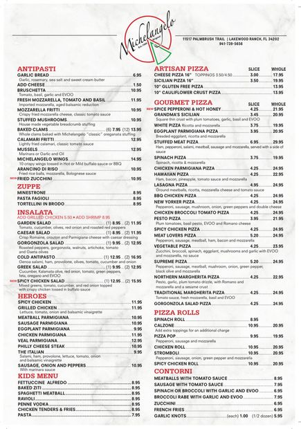 Pizzeria michelangelo discount