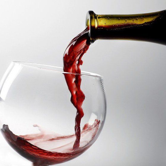 wine poured on glass