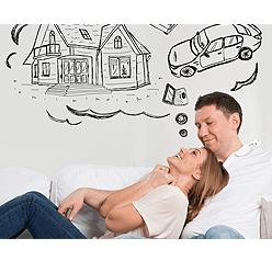 Couple dreaming of house and car