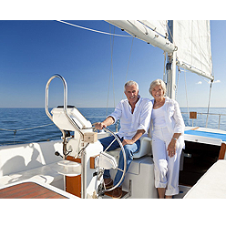 Elder couple in a yacht