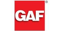 GAF logo in white letters on a red square background