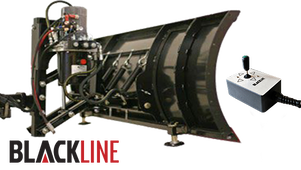 Black snowplow with controller, black and silver; BLACKLINE logo.